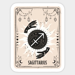 Sagittarius  zodiac symbol card with fortune teller mystic hands. Sticker